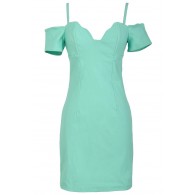 Cold Shoulder Bodycon Bustier Dress in Sea Green